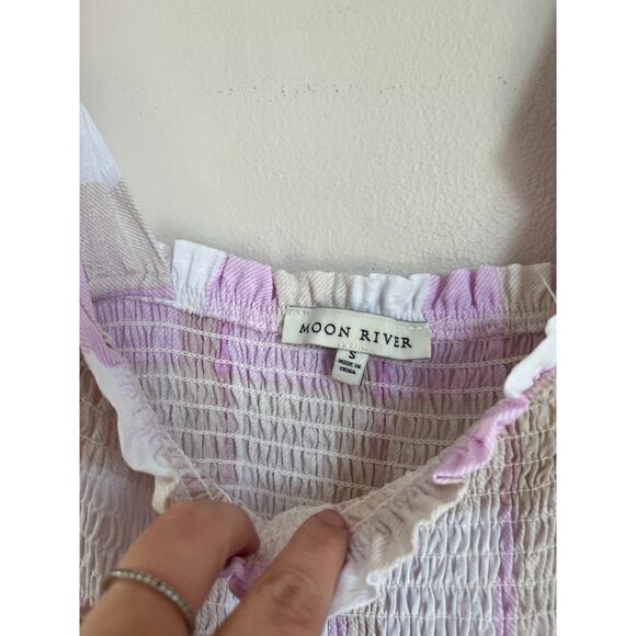 Moon River Gingham Ruffle Maxi Dress Cottagecore Prairie Boho Size S - Picture 7 of 9